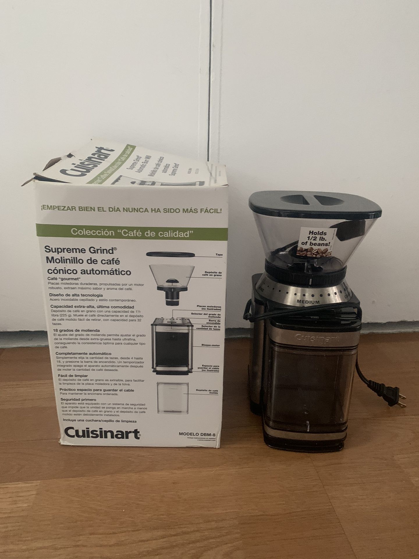 Cuisinart Coffee Grinder, Electric Burr One-Touch Automatic Grinder with18-Position Grind Selector, Stainless Steel, DBM-8P1