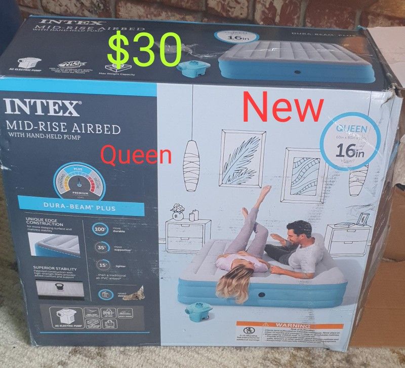 Intex Queen Air Mattress With External Pump