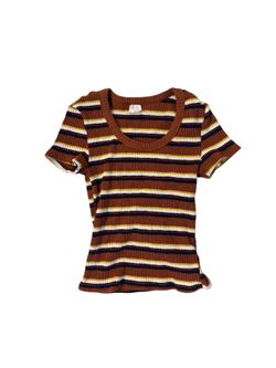 No Boundaries Ribbed Orange Striped Top