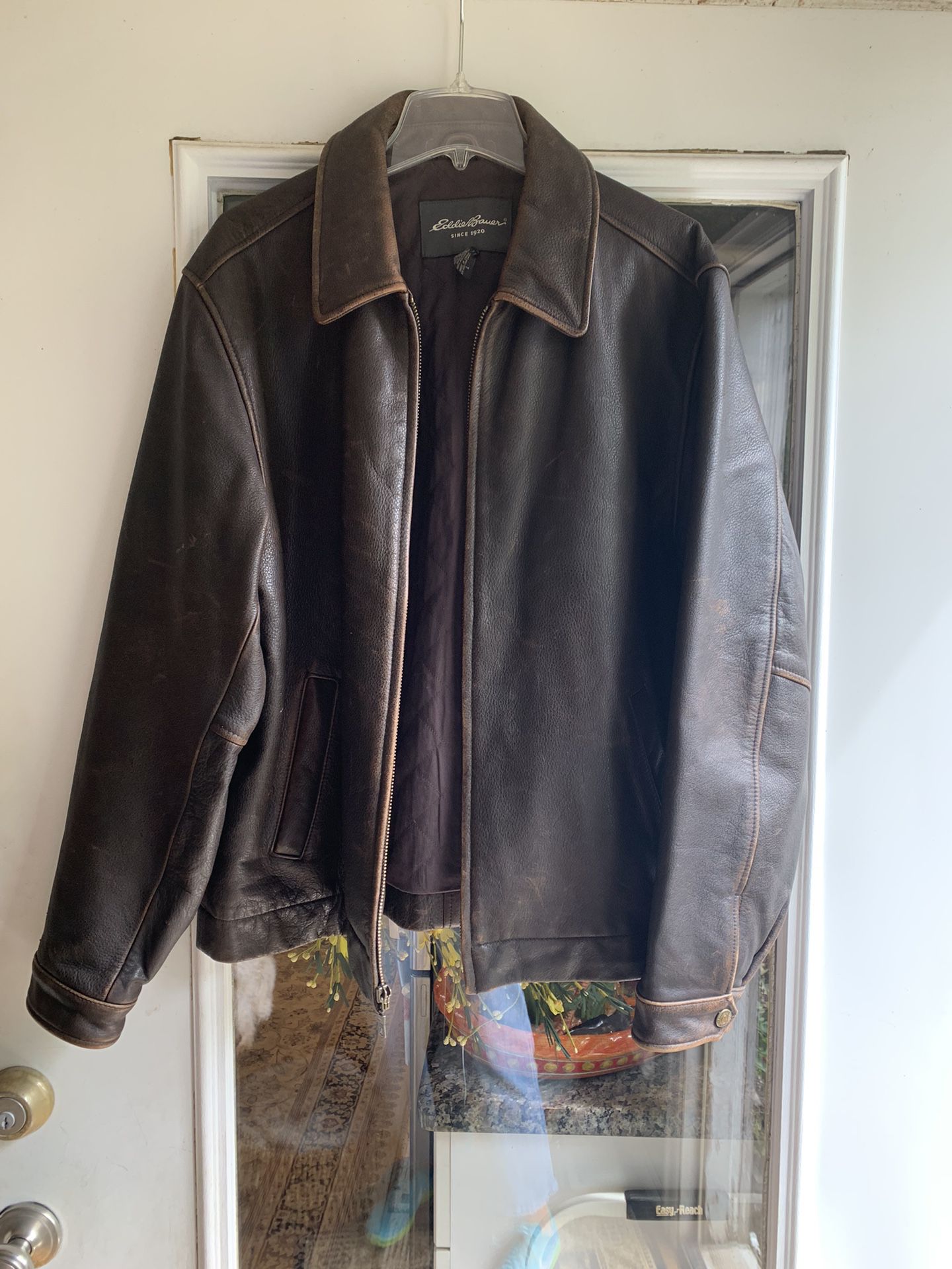 Eddie Bauer Motorcycle Jacket Men’s L Genuine Leather 