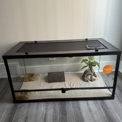 Open Glass Reptile Tank With Accessories & UV Light 