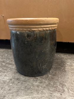 Small Black Decorative Pot with Terracotta Trim