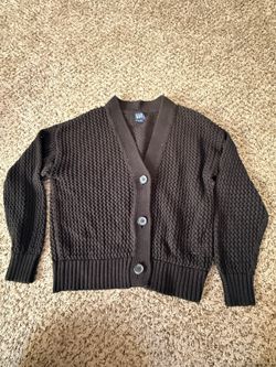 GAP Black Chunky Knit Button Front Cardigan, Size M Petite