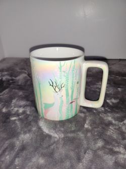 Starbucks Iridescent Pink Deer Forest Ceramic Mug
