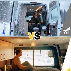 Van Chill Curtain Fit for Ford Transit 2015-2025 High Roof Rear Door, Insulated Privacy Thermal Curtain Blocks Cold with Auto-Close Magnets, Ideal for