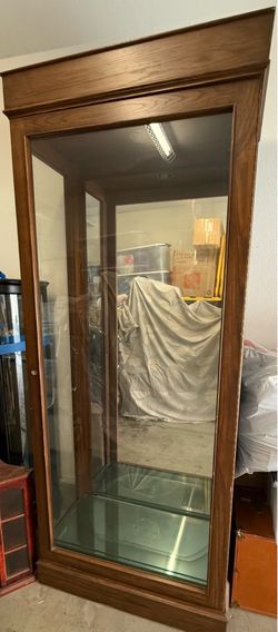 Glass Display Cabinet Set of 2 with Doors, Wooden Curio Cabinet for Collectiblac