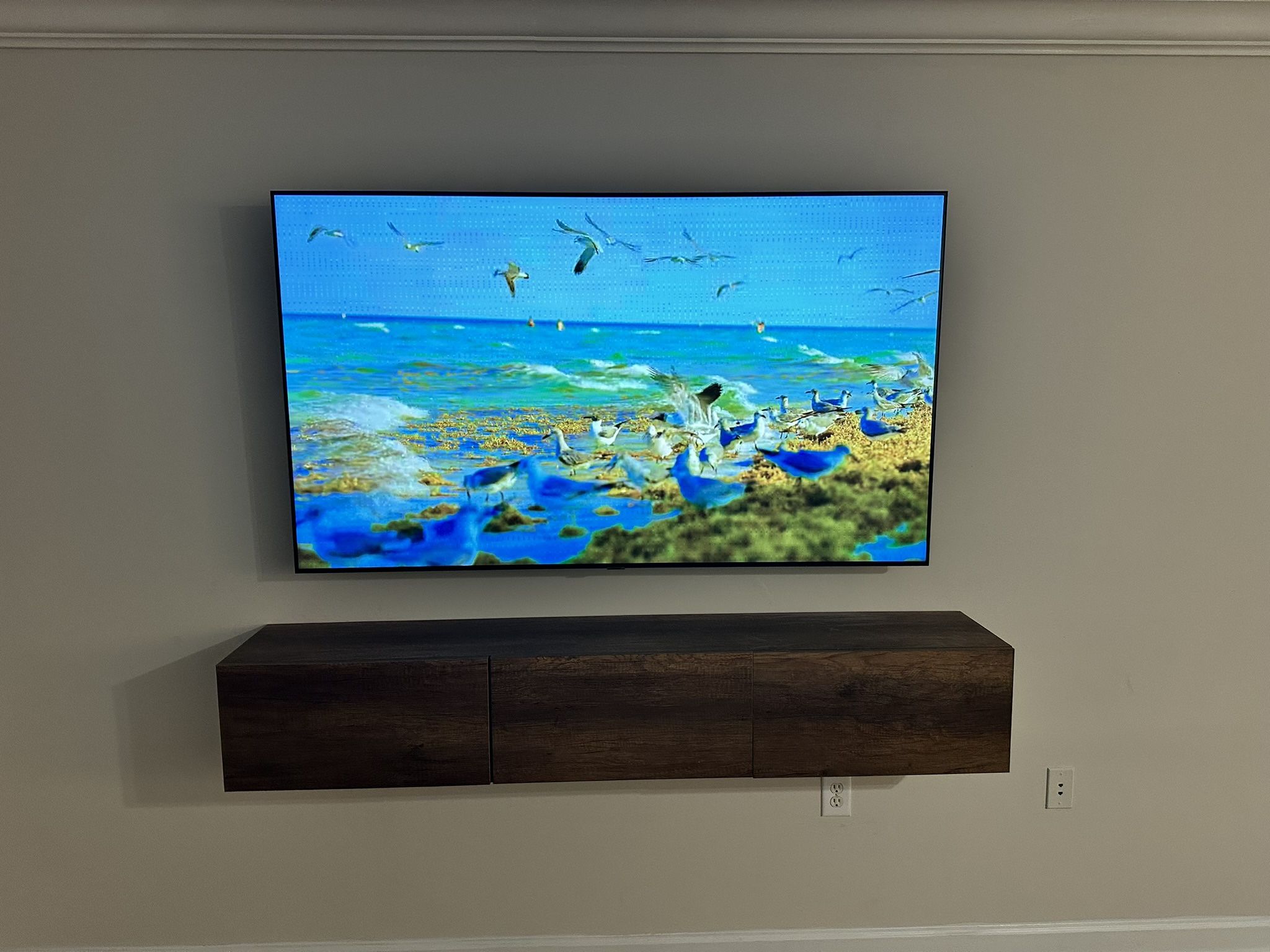 Maple Finish Floating Shelf w/ Storage