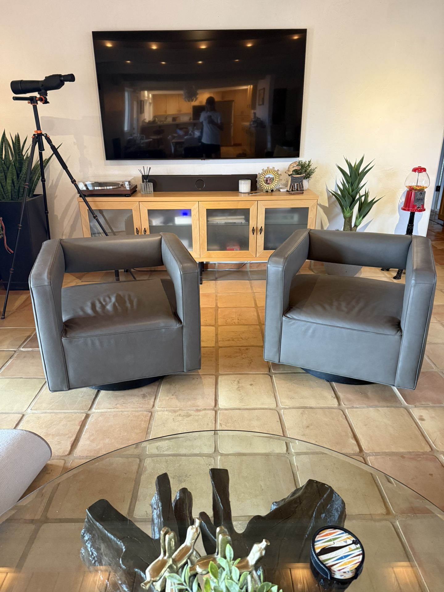 Gray leather Swivel Chairs