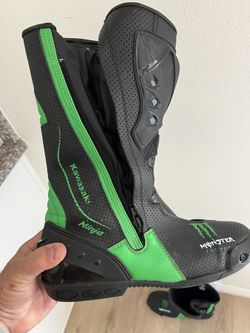 Bottes Moto Kawasaki En Cuir - Homme - Multicolore - Pneu Moto