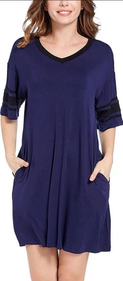 Women Night Shirt Sleep Shirts Short Sleeve Nightgowns Soft Size Small Stripes