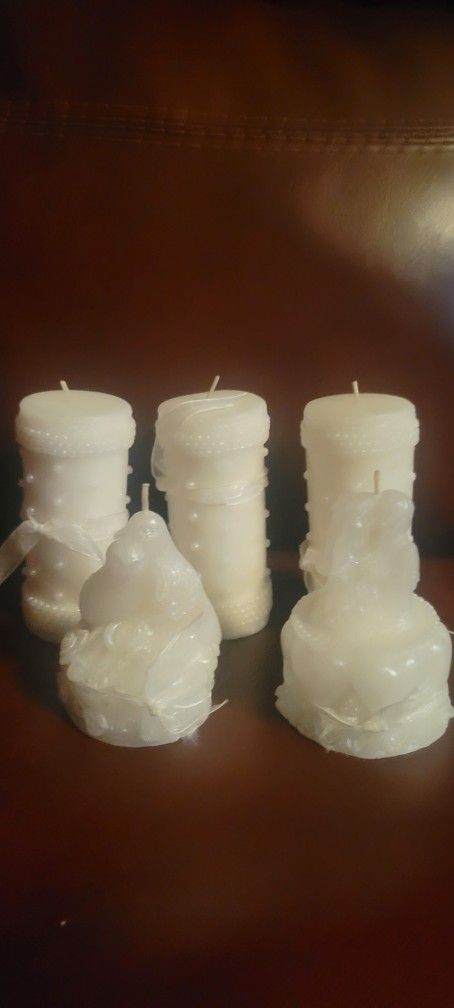 5 Wedding candles , white