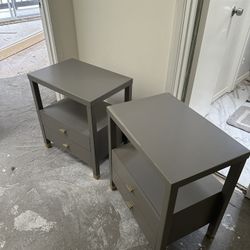 2x Hooper Solid Wood 2-Drawer Side Table