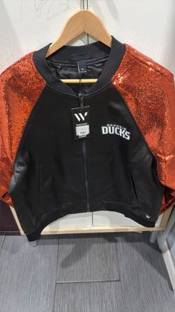 Black Leather Jacket Anaheim Ducks Women’s