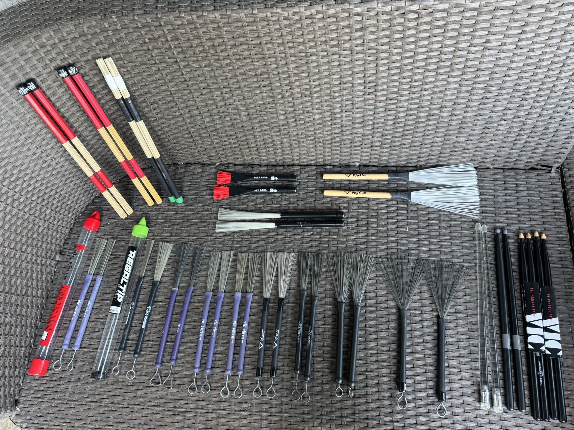 Various Drum Brushes, Rutes and Drum Sticks