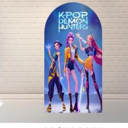 KPop Demon Hunters Arch Backdrop Girls Birthday Party Rum