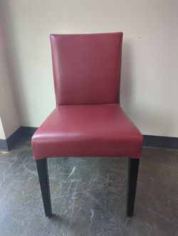 SOLD - Vibrant Red Leather Dining Chair
