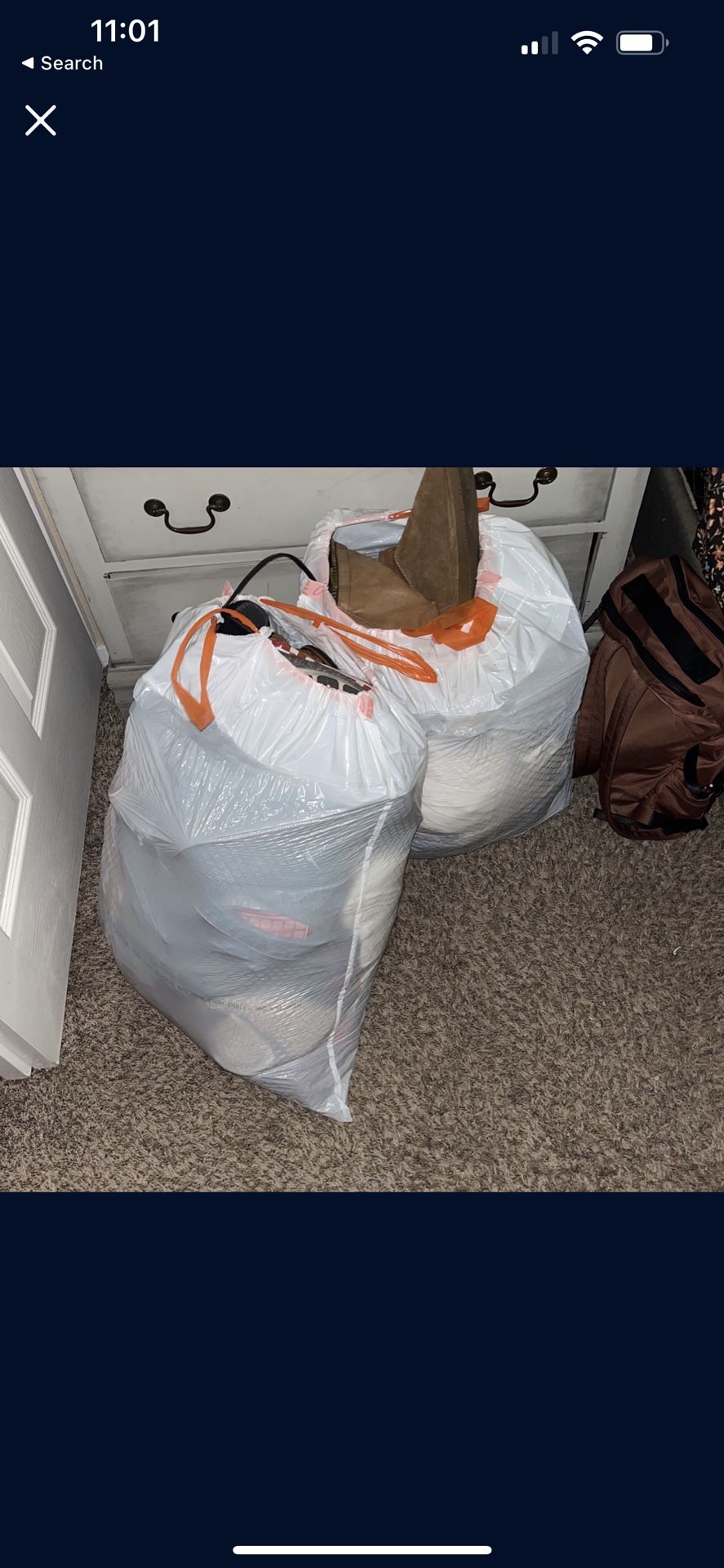 Two Trash Bags Of clothes