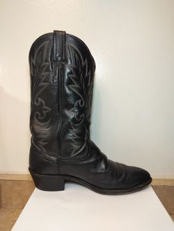 Dan Post Men’s Black Leather Cowboy Boots Size 9.5 EW Extra Wide Western Bootstrap