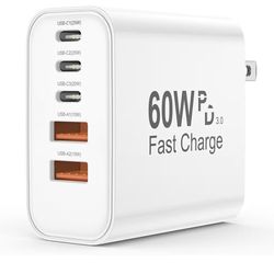 Brand: uoyssimi USB C Charger Block, 5 in 1 Single 25W Max iPhone Charger, PD 3.0 60W Charging Blocks, QC 2A USB Wall Charger for iPhone 17 16 15 14 1