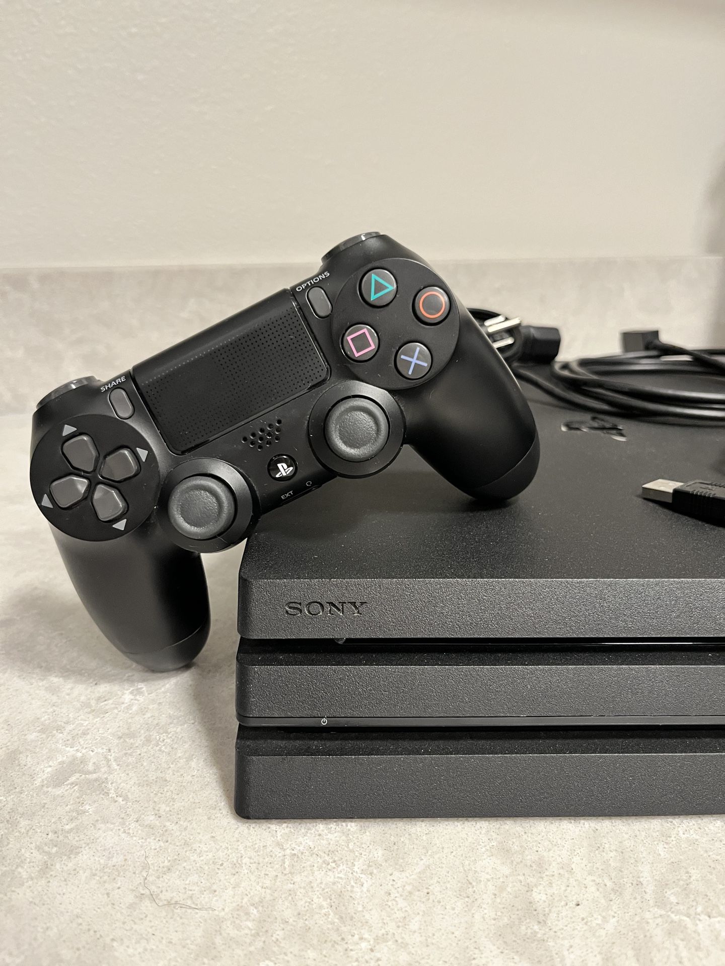 PS4 Pro 1TB - Works Great + Controller & Cables