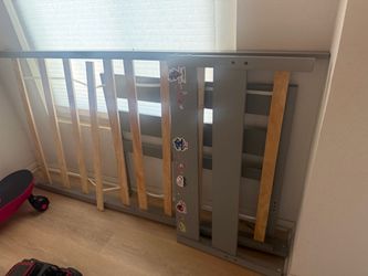 Blue twin bed frame and mattress and sheets