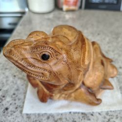 Vintage Hand Carved Frog from Parasite Wood