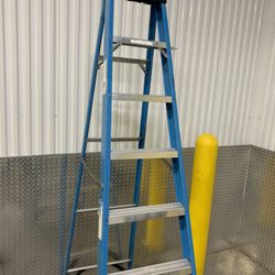 8 Foot Fiberglass Ladder 250lb Blue Werner Stepladder