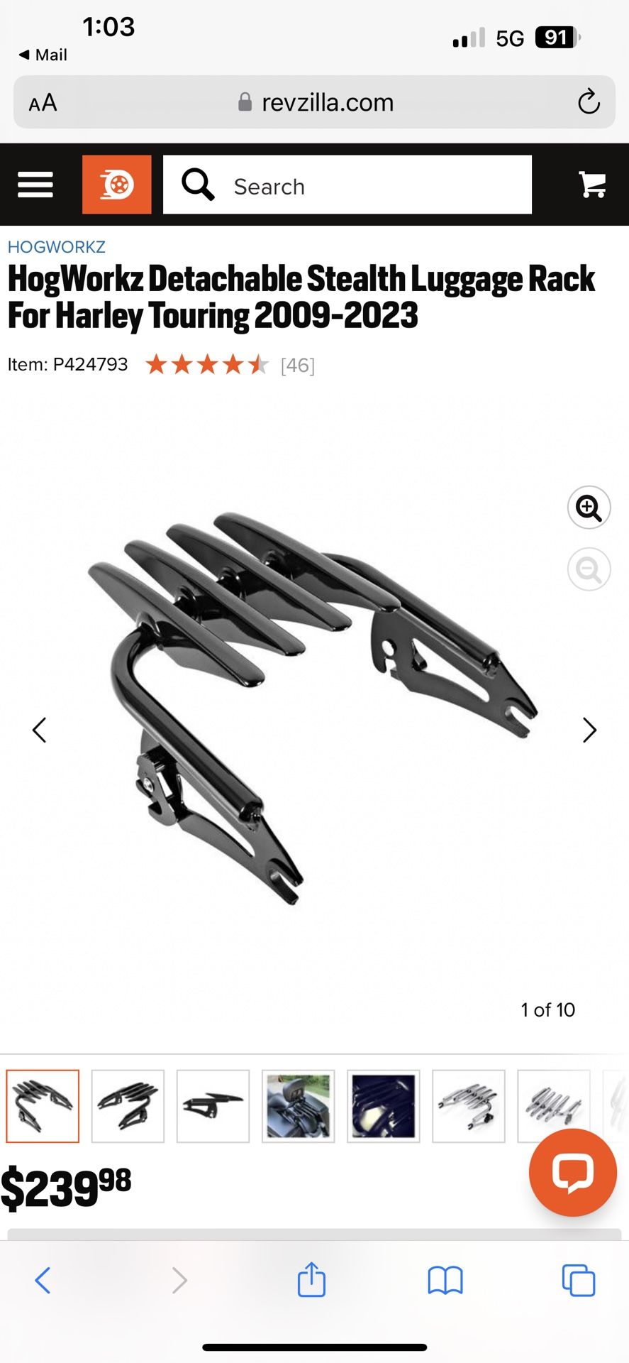 HogWorkz Detachable Stealth Luggage Rack For Harley Touring 2009-2023