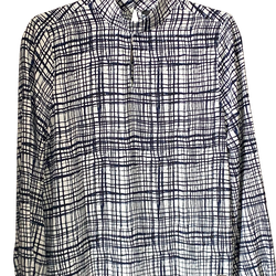 Van Heusen Navy & White Grid Pattern Blouse Size L - Never worn
