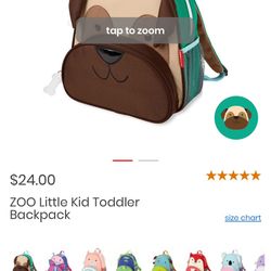 ZOO Little Kid Toddler Backpack- Pug