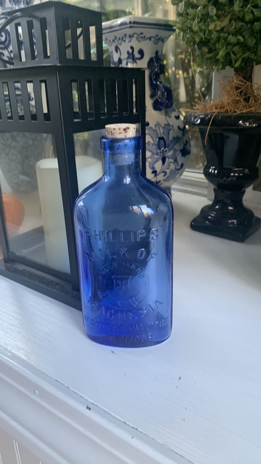 Vintage Milk Magnesium Blue Glass Bottle
