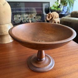 Vintage Walnut Pedestal Bowl