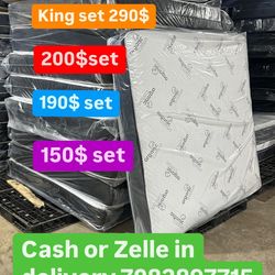 Huge sale for Mattress And Box Twin size mattress and box 150.$ full 190$ Queen 200$ king 290$. free delivery free set up 708….280….7715… cash or Zell