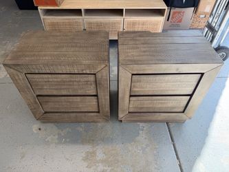 Pair of Wood Nightstands with outlets and USB Ashley Furniture