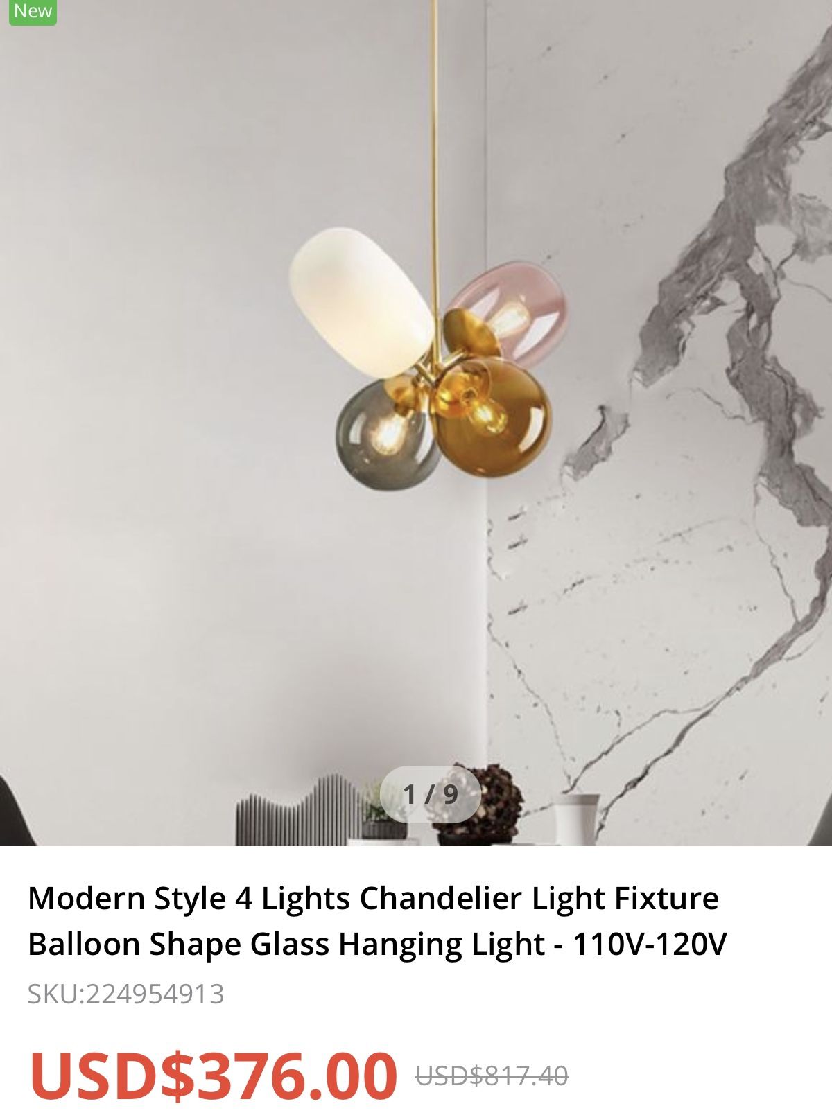 Modern Style Lights Chandelier Light Fixture Balloon Shape Glass