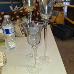 Set Of 3 Tall Tulip Shaped Stemware  8 Inches, 11 Inches And 12 Inches A44V956