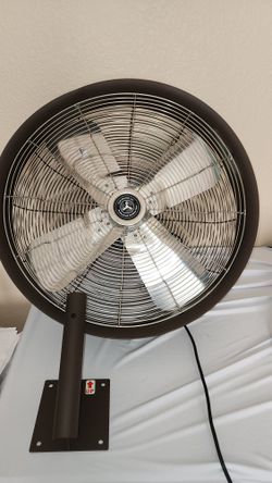 HydroMist Oscillating Wall Mounted Outdoor-Rated Fan, 3- Speed Control on Motor, Alum Fan Blade