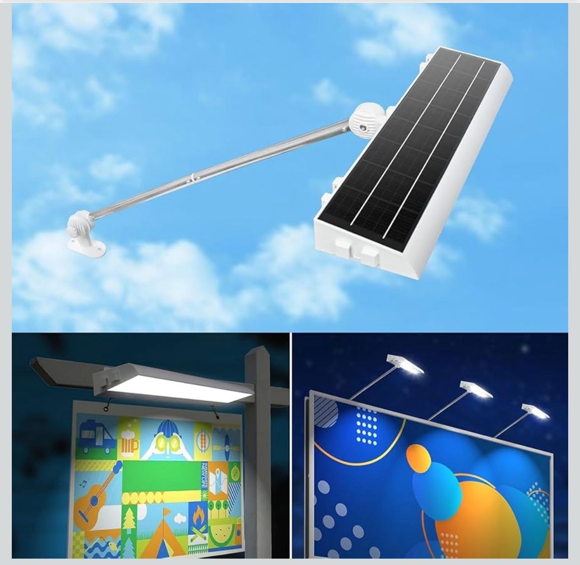 Outdoor Solar Powered Signal Light 232 LED Super Bright Waterproof Sign Light with Stand, New