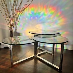 Glass 3-Tiered Coffee Table 
