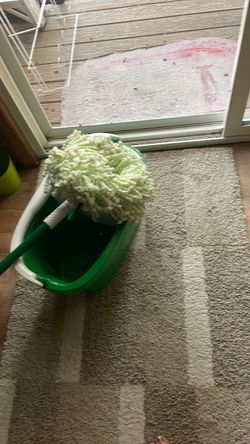 Lime, green mop, bucket