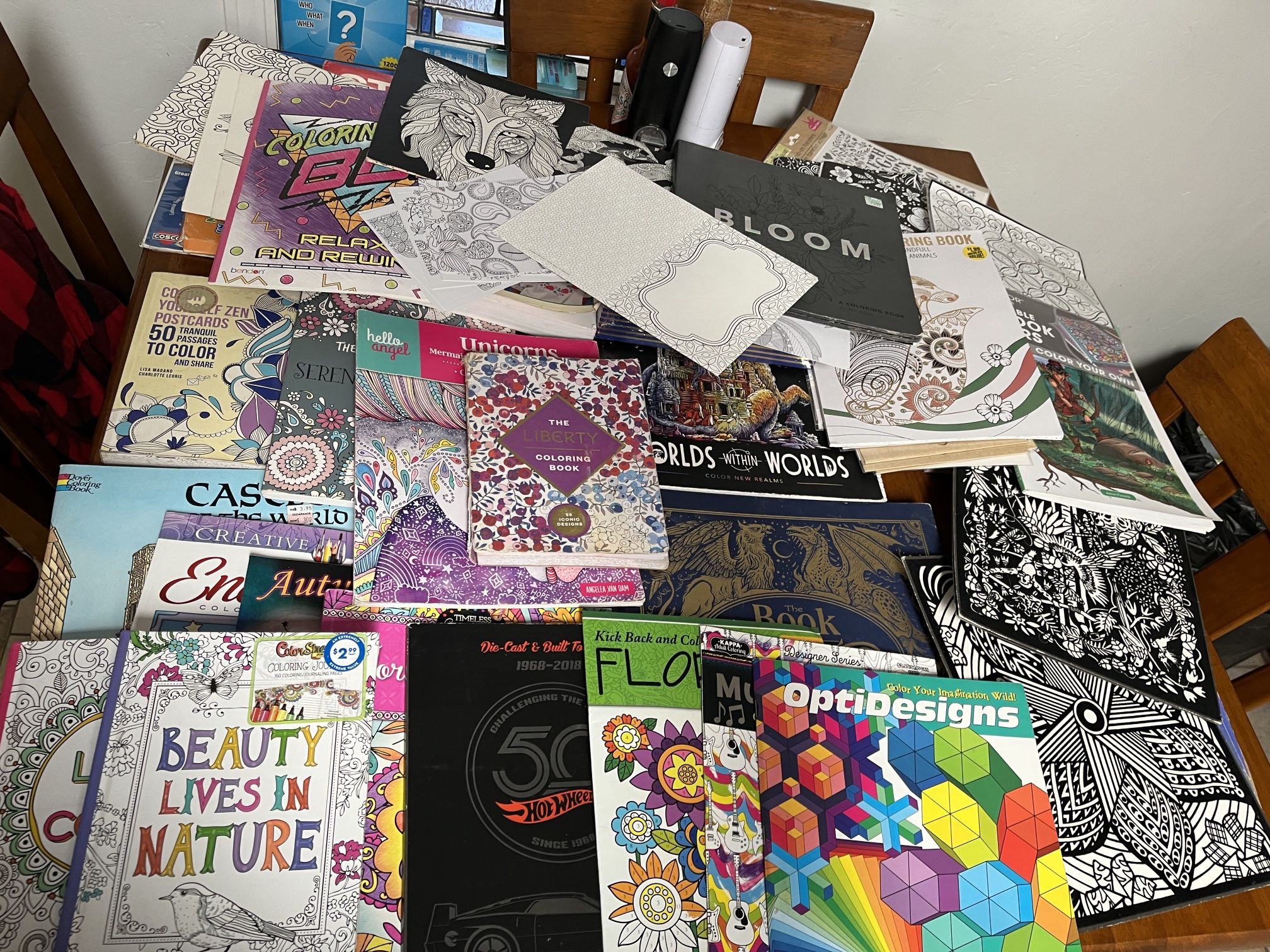TON Of Coloring Books, Pages, Postcards Lot
