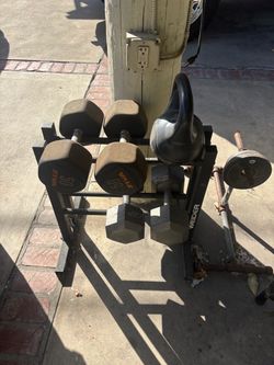 Weider Dumbbell Rack with Ziva Dumbbells and Kettlebell