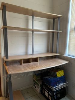 Computer Desk with Overhead Shelving Unit