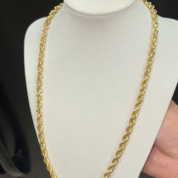 22 inch 14k Gold Rope Chain + 14k Gold Nugget Earrings