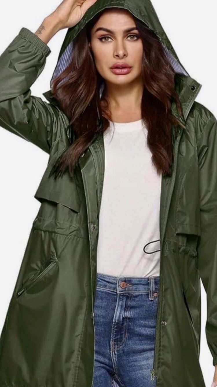 Avoogue Women’s Long Raincoat Green 2XL