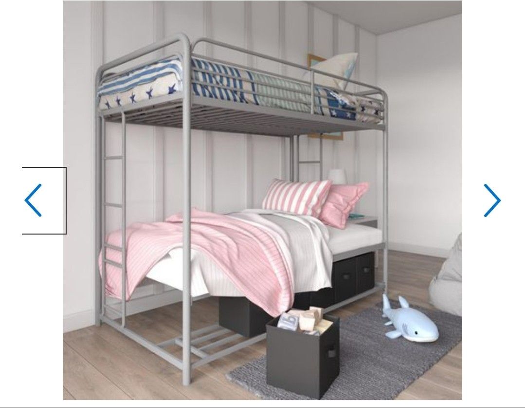 New In Box Twin Over Twin Bunk Bed With Storage Bins Mattresses Not Included
