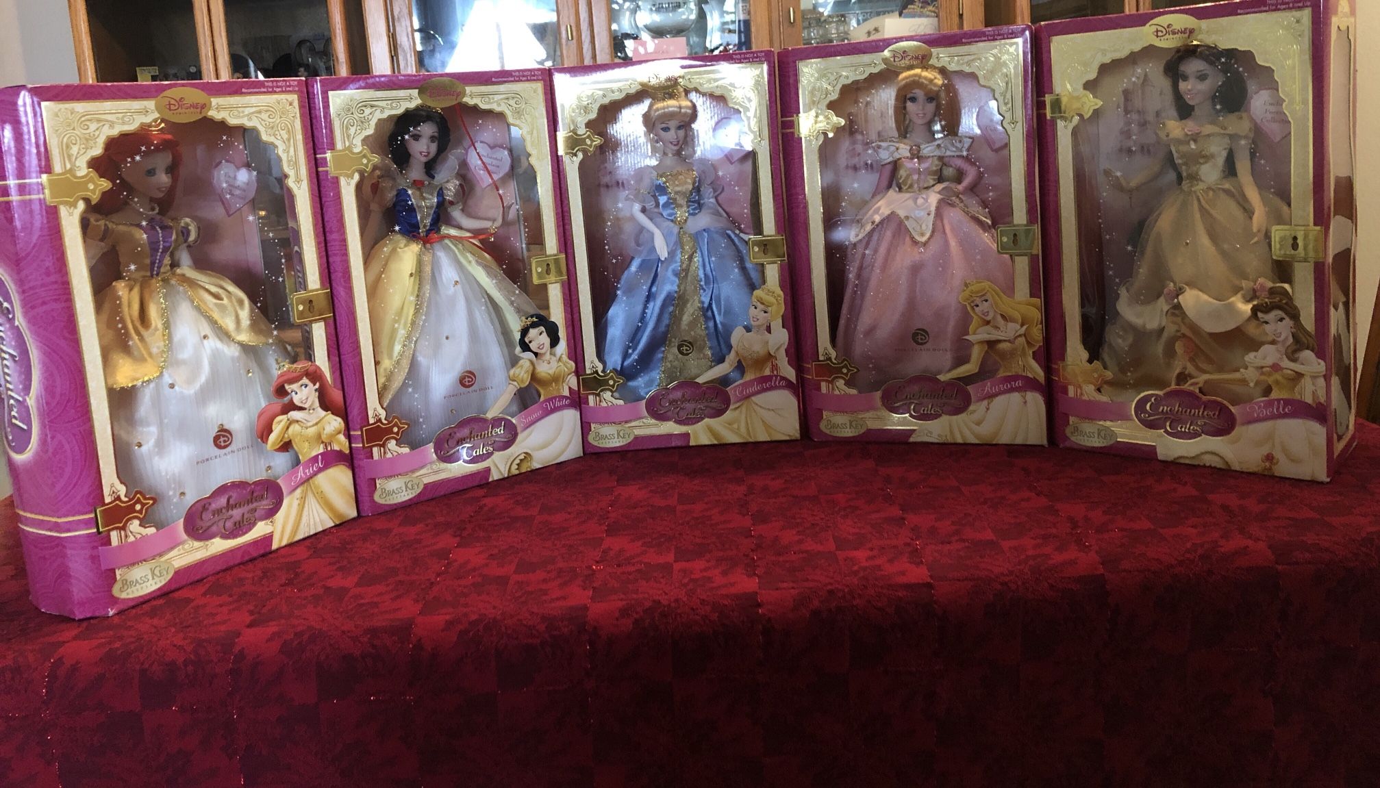 Disney Princess Brass Key Porcelain Doll Set Of 5