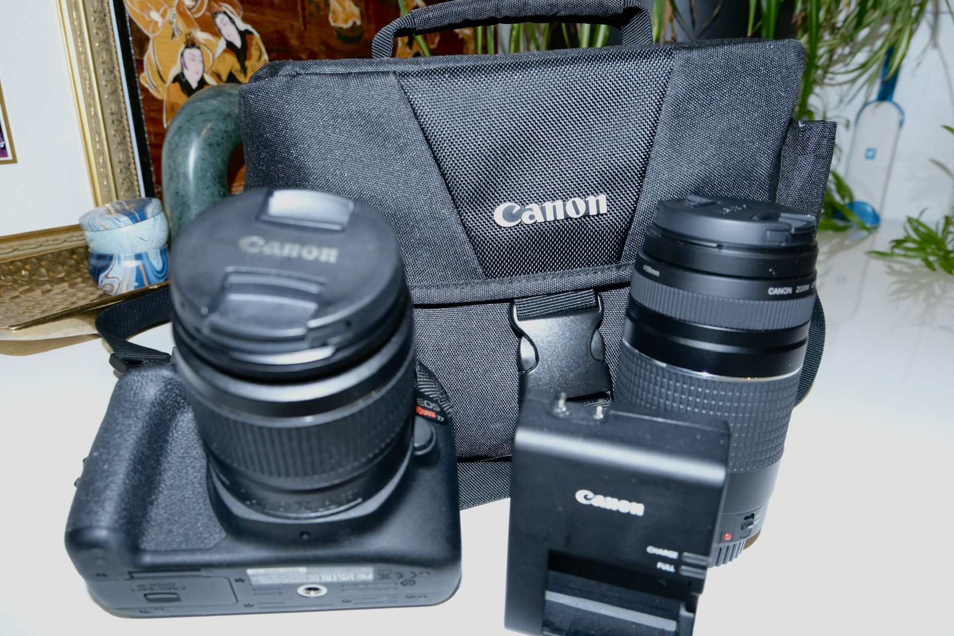 Canon EOS Rebel T7 DSLR Camera with 18-55mm Len,75-300mm Lens.