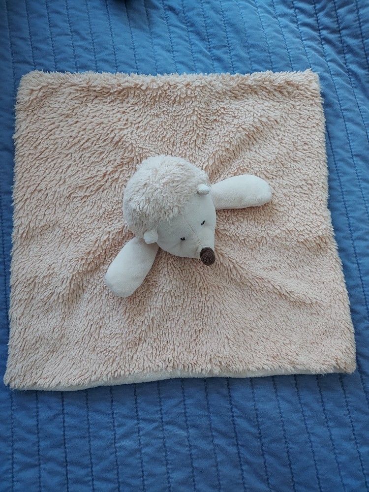 Kellytoy Hedgehog Cream Tan Brown Lovey With Rattle Security Plush Toy Blanket