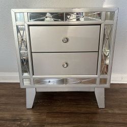 Grey Mirrored Nightstand 